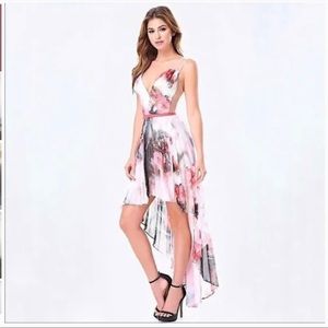 Bebe Pleated High-Low Skirt Dress